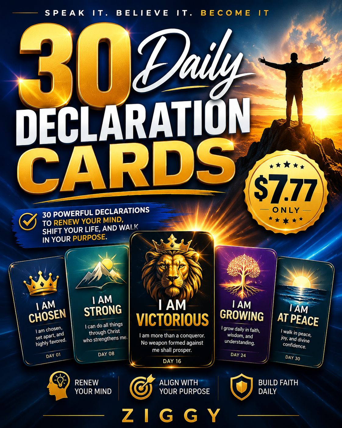 30 DAILY DECLARATION CARDS
